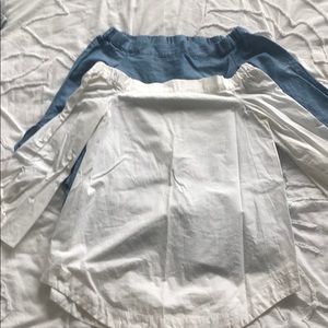 Off the shoulders top in jean and white